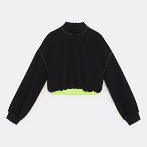 Zara Mock Neck Long Sleeve Athletic Crop Sweater